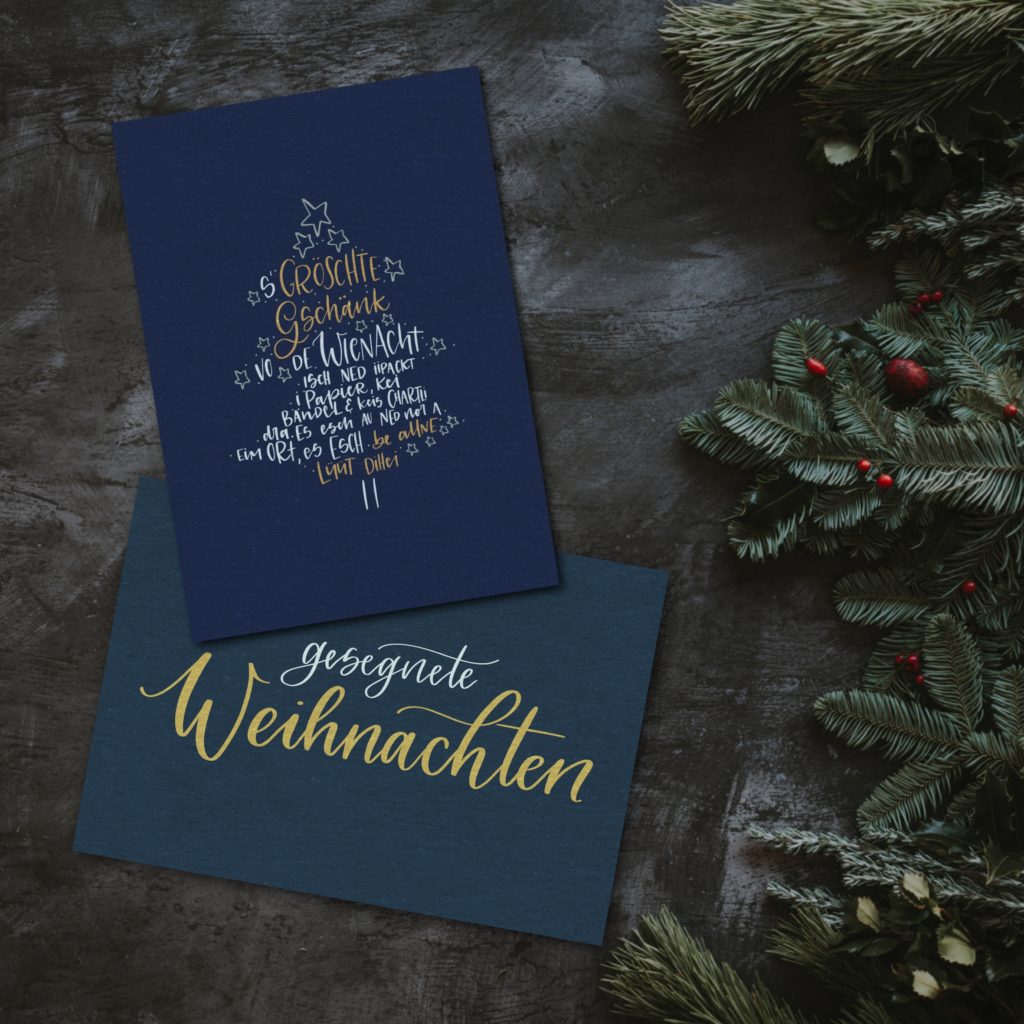 Handlettering Weihnachtskarten