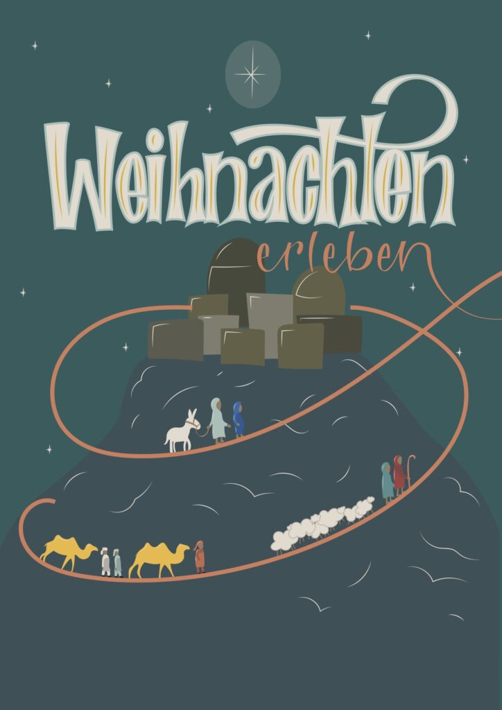 Handlettering Weihnachten mit Illustration