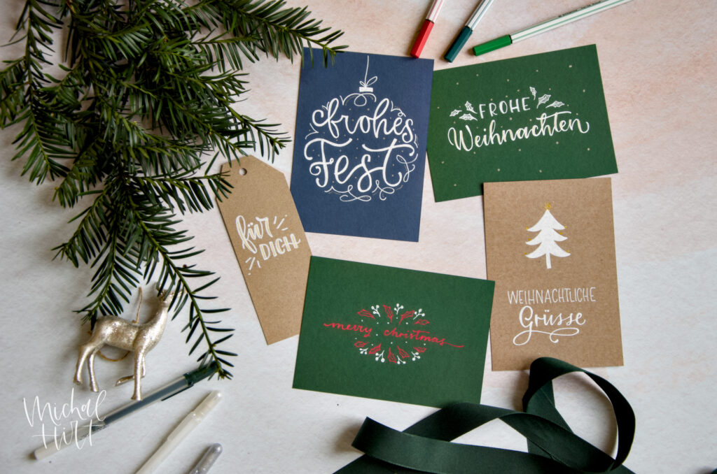 Handletteringkarten für Weihnachten